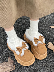 Bowknot Round-Toe Split-Joint Slippers&Mules Platform Shoes