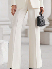 High Waisted Wide Leg Solid Color Pants Suits Bottoms
