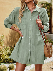Solid Color Long Sleeves Loose Lapel Shirts Tops