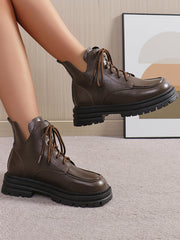 Lace-Up Round-Toe Split-Joint Platform Shoes Boots