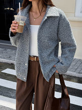 Buttoned Solid Color Long Sleeves Loose Lapel Outerwear Cardigan Tops