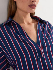 Striped Long Sleeves Loose Lapel Blouses&shirts Tops