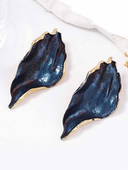 Leaves Print Pleated Irregularity Earrings Accessories