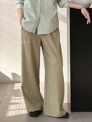 Pleated Split-Joint High Waisted Loose Trousers Suit Pants