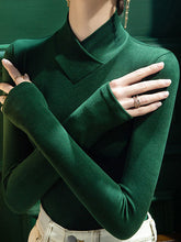 Solid Color Long Sleeves Skinny V-neck T-Shirts Tops