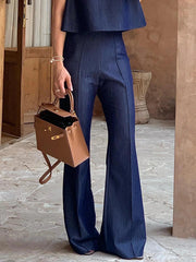 High Waisted Loose Solid Color Split-Joint Jean Pants Bottoms