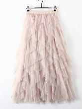 Original Irregular Mesh 4 Colors Falbala Pleated Elasticity Skirt