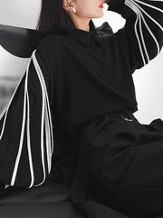 Buttoned Contrast Color Long Sleeves Loose Lapel Blouses&Shirts Tops