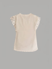 Pleated Split-Joint Loose Short Sleeves Round-Neck T-Shirts Tops
