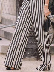 Striped Loose Wide Leg Trousers Casual Pants Bottoms