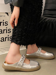 Chains Round-Toe Shallow Cut Split-Joint Slippers Mary Janes