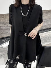 Buttoned High-Low Loose V-Neck Vest Outerwear