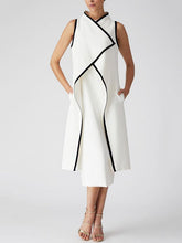 Solid Color Sleeveless Midi Dresses&Outwears Two Pieces Set