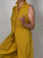 Buttoned Solid Color Sleeveless Lapel Vest Top