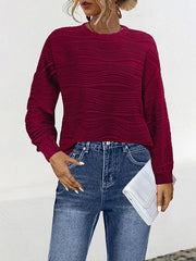Solid Color Long Sleeves Loose Round-Neck T-Shirts