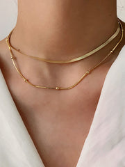 Double Layered Snake Chain Solid Color Necklaces Accessories