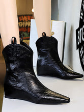 Pointed-Toe Solid Color Split-Joint Shoes Boots