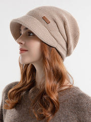 Flat Brim Solid Color Split-Joint Knitted Hats Hats