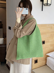 Solid Color Woven Handbag Bags