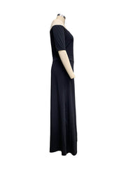 Solid Color Split-Joint Half Sleeves Ninth Pants Off-The-Shoulder Jumpsuits
