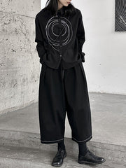 Elasticity Pleated Split-Joint Harem Pants High Waisted Ninth Pants