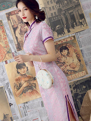 Graceful Slim Lacy Short Cheongsam