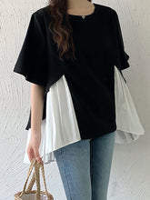 Split-Joint Half Sleeves Irregularity Round-Neck T-Shirts Tops