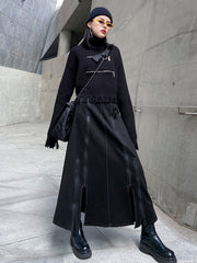 Solid Color Split-Joint Split-Side Zipper A-Line Irregularity Skirts Bottoms