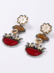 Chains Flower Shape Rhinestone Shiny Earrings Accessories