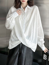 Buttoned Solid Color Long Sleeves Loose Lapel Blouses&Shirts Tops