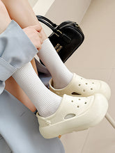 Hollow Round Cut Solid Color Sandals Platform Shoes Crocs