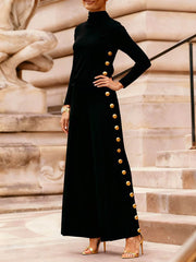 High Waisted Loose Buttoned Contrast Color Split-Joint Blazer Pants