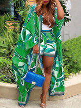Bohemia Loose Printed Cover-Up + Shorts Two Pieces Set