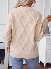 Solid Color Split-Joint Long Sleeves Loose Round-Neck Sweater Tops Pullovers