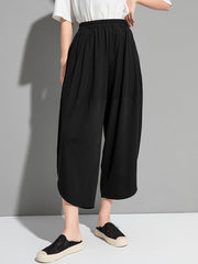 Original Solid Color Elasticity Waist Harem Capri-Pants