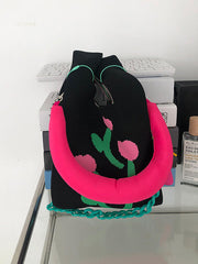 Chains Contrast Color Woven Handbags Bags