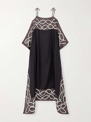 Bandage Contrast Color Printed Loose Spaghetti-Neck Maxi Dresses