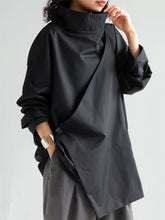 Solid Color Long Sleeves Loose High Neck T-Shirts Tops