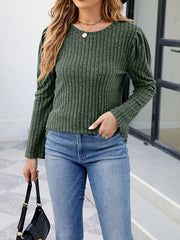 Solid Color Long Sleeves Round-Neck T-Shirts