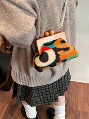 Contrast Color Zipper Handbags Crossbody Bags