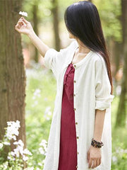 Soft White Ramie Cotton Linen Cover-up Cardigan