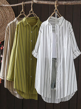 Striped Irregular clipping Long Sleeves Lapel Shirts Tops