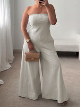 Pockets Solid Color Split-Joint High Waisted Sleeveless Tube Jumpsuits