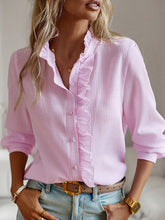 Asymmetric Pleated Ruffled Split-Joint Striped Long Sleeves Loose Stand Collar Blouses&Shirts Tops