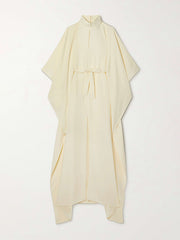 Batwing Sleeves Backless Belted Hollow Split-Front High-Neck Evening Dresses