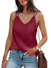Solid Color Loose Sleeveless Spaghetti-Neck Vest Top