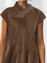 Cap Sleeve Wide Leg Stand Collar Jumpsuits