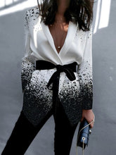 Gradient Printed Split-Joint Long Sleeves Loose Lapel Blazer