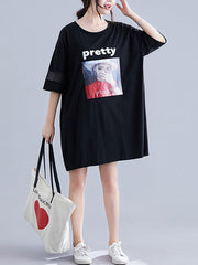 Urban Loose Split-Joint Half Sleeve Dress