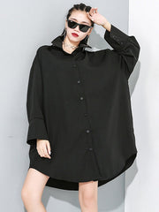 Irregular Clipping Long Sleeves Split-Joint Lapel Two Pieces Blouse
